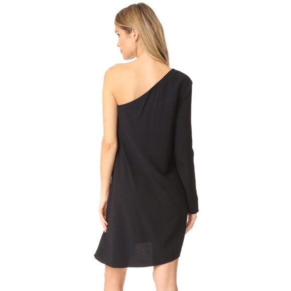 NWT!! THEORY Sintsi Rosina Crepe Black One Shoulder Dress Shift Minimalist 4 - Picture 9 of 15